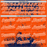 Custom Navy Orange-White Splash Art 3D Pattern Design Bomber Full-Snap Varsity Letterman Hoodie Jacket