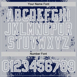 Custom Navy Gray-White Splash Art 3D Pattern Design Bomber Full-Snap Varsity Letterman Hoodie Jacket