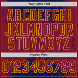 Custom Navy Crimson-Gold Splash Art 3D Pattern Design Bomber Full-Snap Varsity Letterman Hoodie Jacket