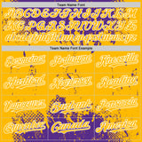 Custom Purple Gold-White Splash Art 3D Pattern Design Bomber Full-Snap Varsity Letterman Hoodie Jacket