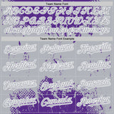 Custom Purple Gray-White Splash Art 3D Pattern Design Bomber Full-Snap Varsity Letterman Hoodie Jacket