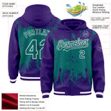 Custom Purple Teal-White Splash Art 3D Pattern Design Bomber Full-Snap Varsity Letterman Hoodie Jacket