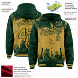 Custom Green Old Gold Splash Art 3D Pattern Design Bomber Full-Snap Varsity Letterman Hoodie Jacket