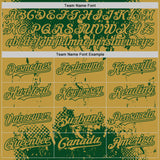 Custom Green Old Gold Splash Art 3D Pattern Design Bomber Full-Snap Varsity Letterman Hoodie Jacket