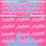 Custom Light Blue Pink-White Splash Art 3D Pattern Design Bomber Full-Snap Varsity Letterman Hoodie Jacket