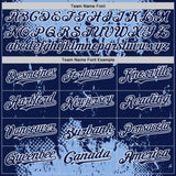 Custom Light Blue Navy-White Splash Art 3D Pattern Design Bomber Full-Snap Varsity Letterman Hoodie Jacket