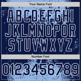 Custom Light Blue Navy-White Splash Art 3D Pattern Design Bomber Full-Snap Varsity Letterman Hoodie Jacket