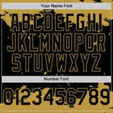 Custom Black Old Gold Splash Art 3D Pattern Design Bomber Full-Snap Varsity Letterman Hoodie Jacket