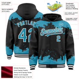 Custom Black Panther Blue-White Splash Art 3D Pattern Design Bomber Full-Snap Varsity Letterman Hoodie Jacket