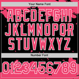 Custom Black Neon Pink-White Splash Art 3D Pattern Design Bomber Full-Snap Varsity Letterman Hoodie Jacket