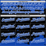 Custom Black Thunder Blue-White Splash Art 3D Pattern Design Bomber Full-Snap Varsity Letterman Hoodie Jacket