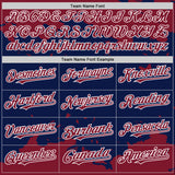 Custom Navy Crimson-White Splash Art 3D Pattern Design Bomber Full-Snap Varsity Letterman Hoodie Jacket