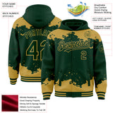 Custom Green Old Gold Splash Art 3D Pattern Design Bomber Full-Snap Varsity Letterman Hoodie Jacket