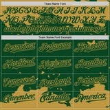 Custom Green Old Gold Splash Art 3D Pattern Design Bomber Full-Snap Varsity Letterman Hoodie Jacket