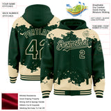 Custom Green Cream Splash Art 3D Pattern Design Bomber Full-Snap Varsity Letterman Hoodie Jacket