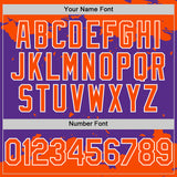 Custom Purple Orange-White Splash Art 3D Pattern Design Bomber Full-Snap Varsity Letterman Hoodie Jacket