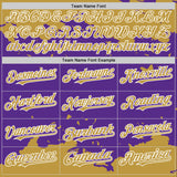Custom Purple Old Gold-White Splash Art 3D Pattern Design Bomber Full-Snap Varsity Letterman Hoodie Jacket