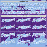 Custom Purple Light Blue-White Splash Art 3D Pattern Design Bomber Full-Snap Varsity Letterman Hoodie Jacket