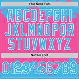 Custom Pink Sky Blue-White Splash Art 3D Pattern Design Bomber Full-Snap Varsity Letterman Hoodie Jacket