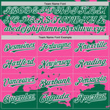 Custom Pink Kelly Green-White Splash Art 3D Pattern Design Bomber Full-Snap Varsity Letterman Hoodie Jacket