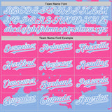 Custom Pink Light Blue-White Splash Art 3D Pattern Design Bomber Full-Snap Varsity Letterman Hoodie Jacket