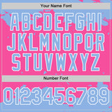 Custom Pink Light Blue-White Splash Art 3D Pattern Design Bomber Full-Snap Varsity Letterman Hoodie Jacket