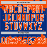 Custom Royal Orange-White Splash Art 3D Pattern Design Bomber Full-Snap Varsity Letterman Hoodie Jacket