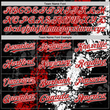 Custom Black Red-White Splash Art 3D Pattern Design Bomber Full-Snap Varsity Letterman Hoodie Jacket