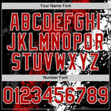 Custom Black Red-White Splash Art 3D Pattern Design Bomber Full-Snap Varsity Letterman Hoodie Jacket