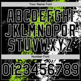 Custom Black Neon Green-White Splash Art 3D Pattern Design Bomber Full-Snap Varsity Letterman Hoodie Jacket