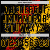 Custom Black Red-Gold Splash Art 3D Pattern Design Bomber Full-Snap Varsity Letterman Hoodie Jacket