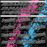 Custom Black Pink Sky Blue-White Splash Art 3D Pattern Design Bomber Full-Snap Varsity Letterman Hoodie Jacket