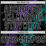 Custom Black Purple Teal-White Splash Art 3D Pattern Design Bomber Full-Snap Varsity Letterman Hoodie Jacket