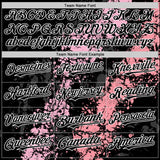 Custom Black Light Pink Medium Pink-White Splash Art 3D Pattern Design Bomber Full-Snap Varsity Letterman Hoodie Jacket