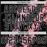 Custom Black Light Pink Medium Pink-White Splash Art 3D Pattern Design Bomber Full-Snap Varsity Letterman Hoodie Jacket