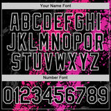 Custom Black Hot Pink Deep Pink-White Splash Art 3D Pattern Design Bomber Full-Snap Varsity Letterman Hoodie Jacket