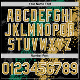 Custom Black Old Gold Kelly Green-White Splash Art 3D Pattern Design Bomber Full-Snap Varsity Letterman Hoodie Jacket