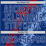 Custom Royal Red Light Blue-White Splash Art 3D Pattern Design Bomber Full-Snap Varsity Letterman Hoodie Jacket