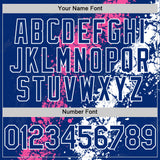 Custom Royal Pink-White Splash Art 3D Pattern Design Bomber Full-Snap Varsity Letterman Hoodie Jacket