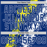 Custom Royal Light Yellow-White Splash Art 3D Pattern Design Bomber Full-Snap Varsity Letterman Hoodie Jacket