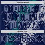 Custom Navy Teal-Gray Splash Art 3D Pattern Design Bomber Full-Snap Varsity Letterman Hoodie Jacket