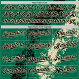 Custom Kelly Green Black-Cream Splash Art 3D Pattern Design Bomber Full-Snap Varsity Letterman Hoodie Jacket