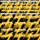 Custom Black Gold-White Zigzag Shape 3D Pattern Design Bomber Full-Snap Varsity Letterman Hoodie Jacket