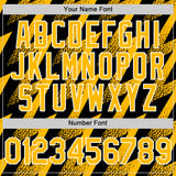 Custom Black Gold-White Zigzag Shape 3D Pattern Design Bomber Full-Snap Varsity Letterman Hoodie Jacket