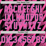 Custom Black Pink-White Zigzag Shape 3D Pattern Design Bomber Full-Snap Varsity Letterman Hoodie Jacket