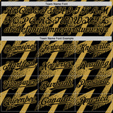 Custom Black Old Gold Zigzag Shape 3D Pattern Design Bomber Full-Snap Varsity Letterman Hoodie Jacket