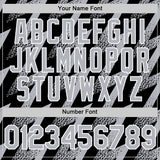 Custom Black Gray-White Zigzag Shape 3D Pattern Design Bomber Full-Snap Varsity Letterman Hoodie Jacket