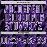 Custom Black Purple-White Zigzag Shape 3D Pattern Design Bomber Full-Snap Varsity Letterman Hoodie Jacket