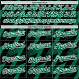 Custom Black Kelly Green-White Zigzag Shape 3D Pattern Design Bomber Full-Snap Varsity Letterman Hoodie Jacket