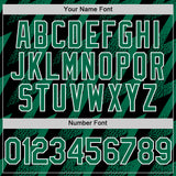 Custom Black Kelly Green-White Zigzag Shape 3D Pattern Design Bomber Full-Snap Varsity Letterman Hoodie Jacket